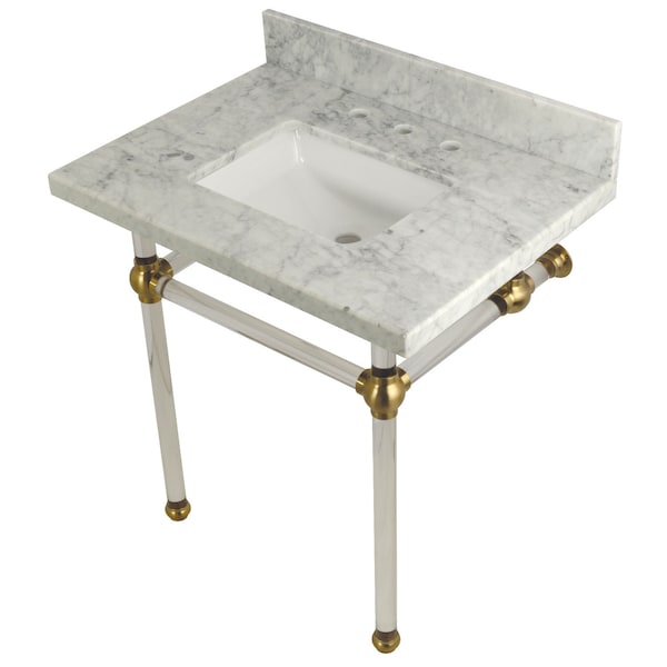 Kingston Brass 30X22 Marble Vanity Top W/ Acrylic Feet Combo, Marble/Brass KVPB3030MASQ7 - main